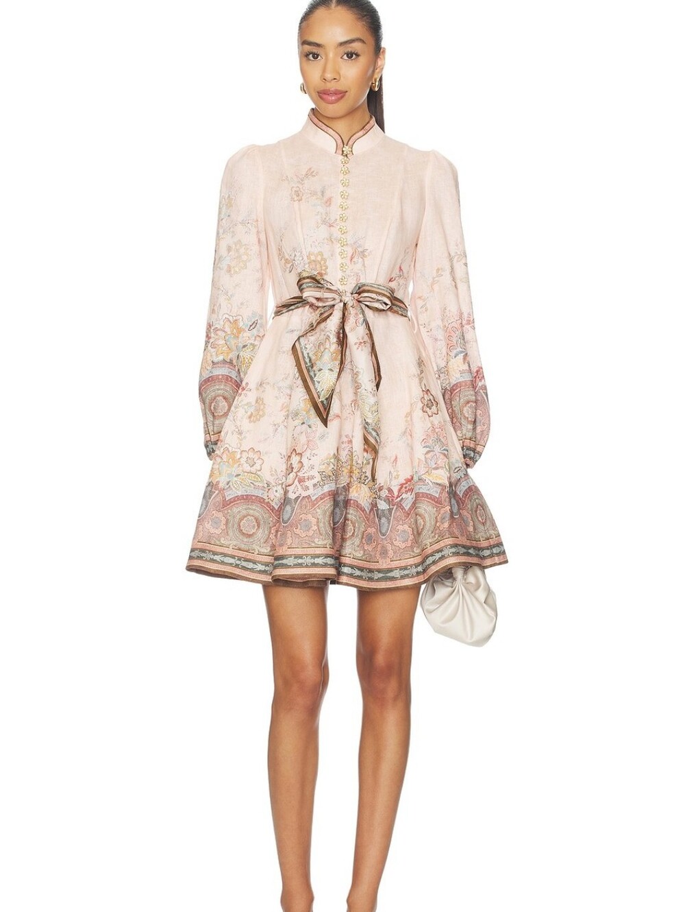 Zimmermann Alchemy Button Mini Dress- Pink Paisley
